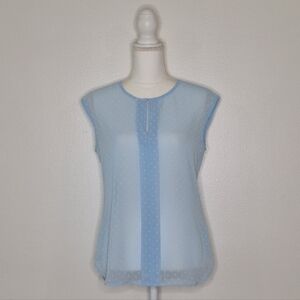 J.Crew Factory Light Blue Sheer Swiss Dot Cap Sleeve Blouse